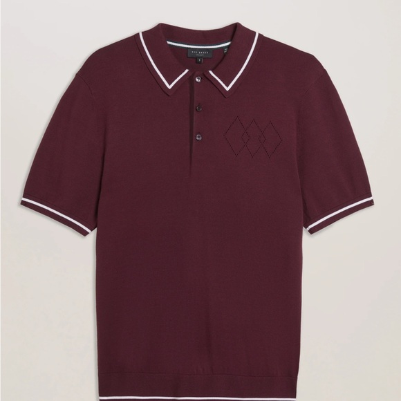 Ted Baker Other - Men’s New with Tags Ted Baker Short Sleeve Maroon Polo Shirt. Size 6,xxl